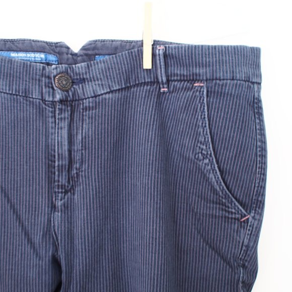 Maison Scotch blue cotton pin stripe straight leg pant 31/32 - Picture 3 of 13
